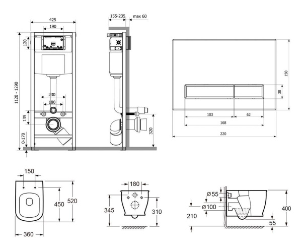 Комплект инсталляции и унитаза 7 в 1 Lavinia Boho Relfix Bell Pro Rimless 87040038