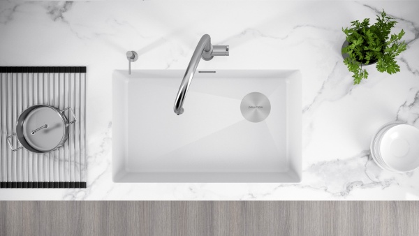 Мойка LUMI 74UNI-SKEW, IT-GRANIT, LU74SK-WH, белый, 740х440, Paulmark