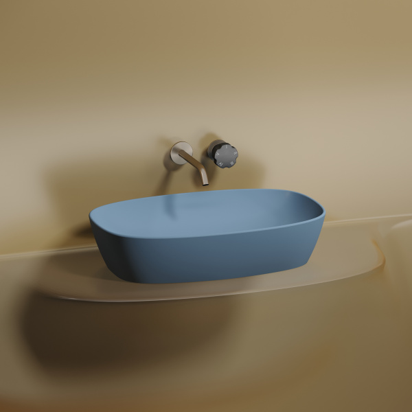 Умывальник Ceramicanova чаша накладная овальная (цвет Серо-Голубой Матовый) Element 600x380x138мм