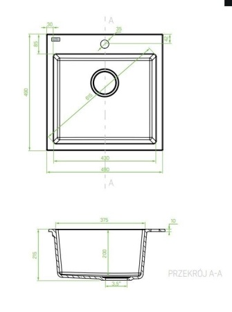Мойка кухонная Laveo Alena SBA_710T квадратная черный