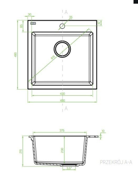 Мойка кухонная Laveo Alena SBA_710T квадратная черный