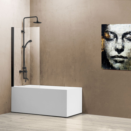 Душевая шторка на ванну Vincea VSB-11800CLB, 800*1400, черный, стекло прозрачное