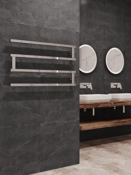 Полотенцесушитель водяной Stinox Optima 900x500, боковое подключение, хром, 1/2" ВР (внутренняя резьба), 4 перекладины