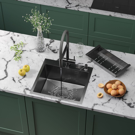 Кухонная мойка Roxen Simple 50 PVD (графит)