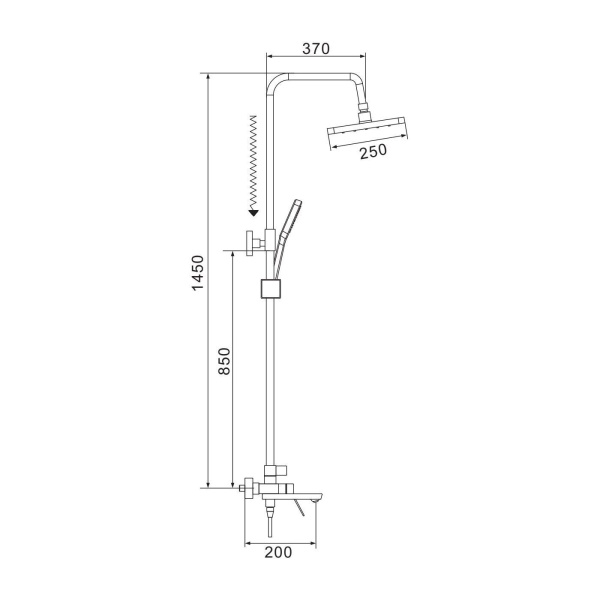 Душевая система Shevanik S4336T, оружейная сталь