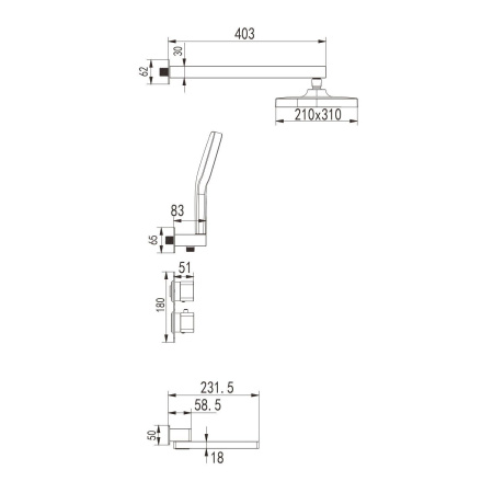 Душевая система Rose R1595T, пепельный