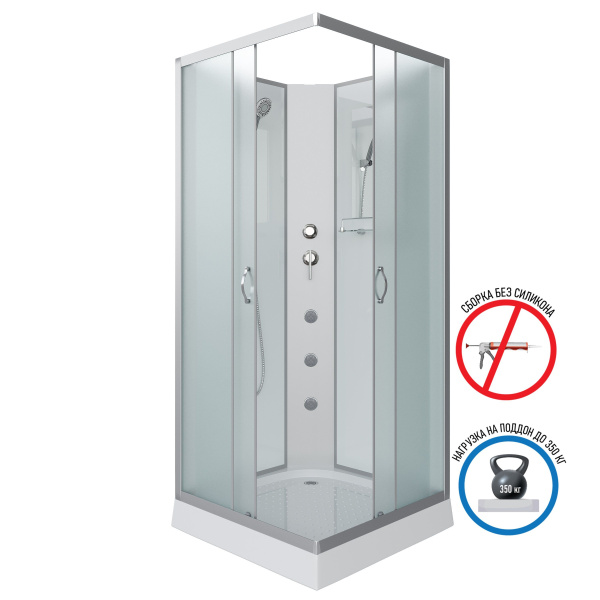 Душевая кабина Niagara Classic NG-1101-14BKG 90х90х200, низкий поддон 13 см, стекло матовое с полкой