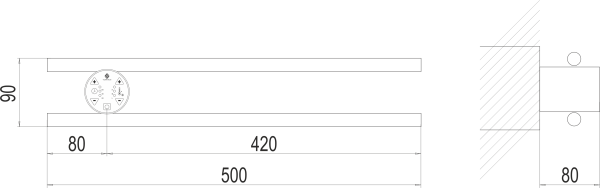 Полотенцесушитель электрический TERMINUS Полка Электро П2 КРУГ 500х90