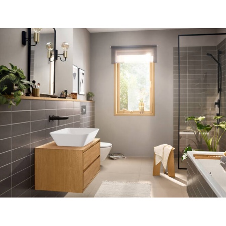 Hansgrohe Rebris E Встраиваемый смеситель для раковины настенный с изливом 19.5 черный матовый 72568670