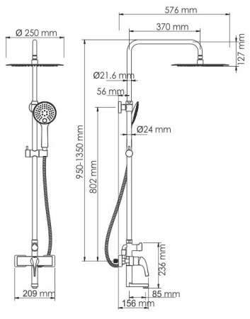 Душевой комплект WasserKRAFT Sauer A17101
