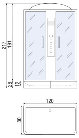 Душевая кабина River SENA 120/80/24 TH, 120x80x217
