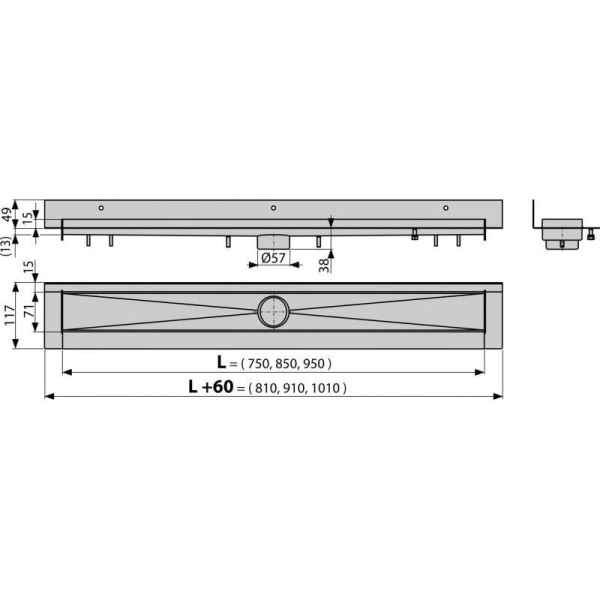 Водоотводящий желоб Alcaplast APZ23-950