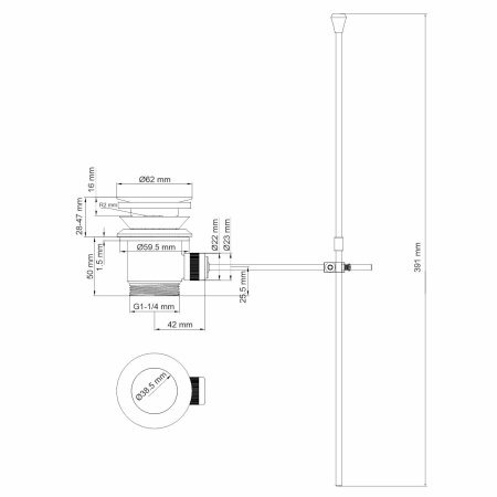 Смеситель для биде Wasserkraft Sauer 7106 с донным клапаном