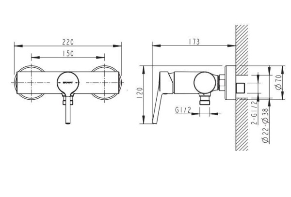 Смеситель для душа Bravat Palace F9172217CP-01-RUS