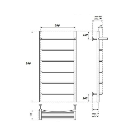 Полотенцесушитель электрический Point PN04158PE П5 500x800 с полкой левый/правый, хром