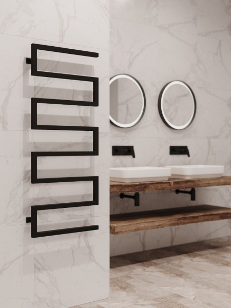 Полотенцесушитель водяной Stinox Ultra 500x1200, боковое подключение, хром, 1/2" ВР (внутренняя резьба), 8 перекладин