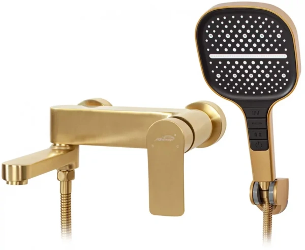 Смеситель для ванны с ручным душем Hansberge H4010 Золото матовый