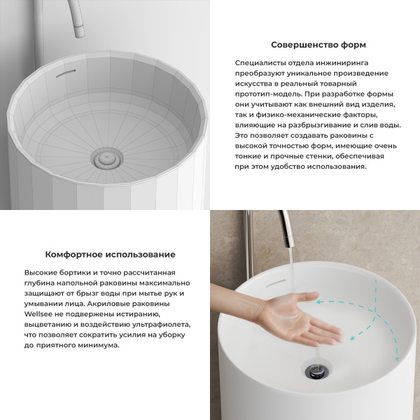 Напольная раковина для ванной Wellsee Chalice Perfection 230612000