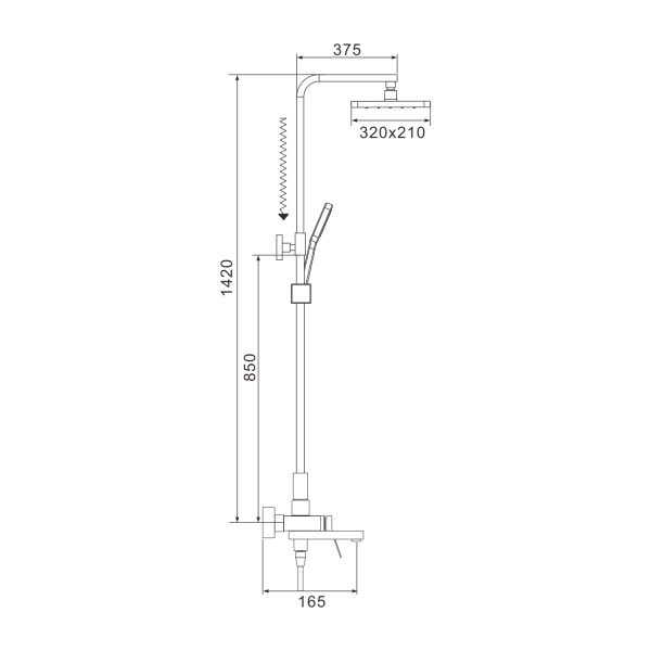Душевая система Shevanik S4636H, черный