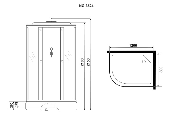 Душ.каб. Niagara Eco E80/40/TN/BK (800х800х1950) 4 места