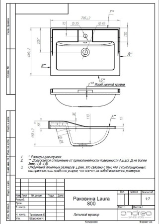 Раковина Andrea Laura 800 4680028070375