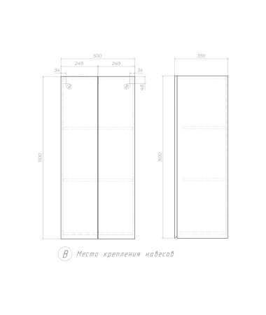 Шкаф подвесной VIGO Wing sh.WIN.50.2D белый, 50 см