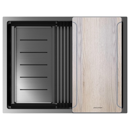 Мойка нерж. сталь NEXT-MULTI SINK 58 UNI, PM785845-GM, вороненая сталь,580х450мм, Paulmark