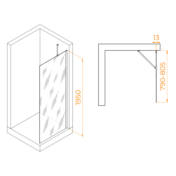 Душевая перегородка RGW WA-110 800