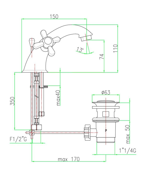 Смеситель для раковины Webert Armony AM700108017