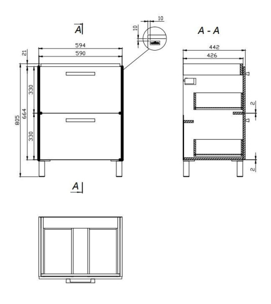 Тумба под раковину напольная Cersanit MELAR 60 для COMO 60 белый, 64128