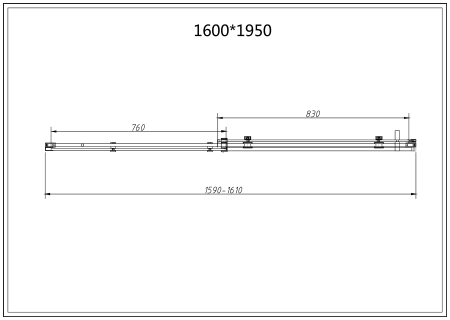 Душевая дверь Комо-Н (Como-N) VDS-4CN160CGB, 1600, черный, стекло тонированное