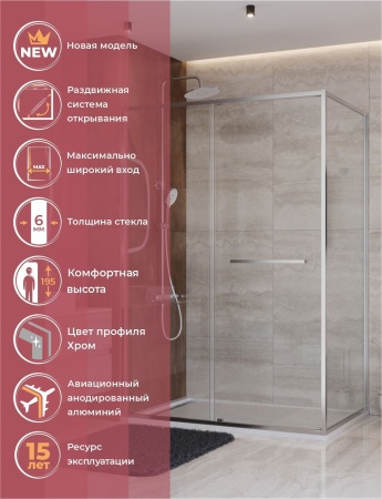 Душевой уголок CEZARES LUX-AH-FS-11-140/80-C-CR