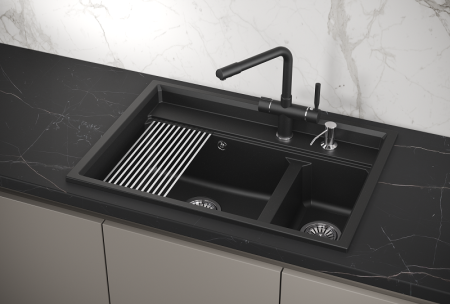 Мойка для кухни Granula Kitchen Space 7302 шварц, 73х51 см, прямоугольная