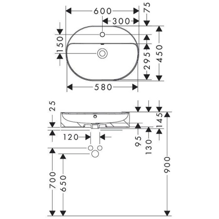 Раковина накладная Hansgrohe Xuniva U 60 60171450 белый