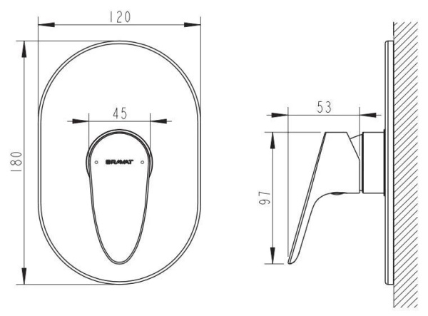 Смеситель для ванны и душа Bravat Drop PB84898CP-RUS
