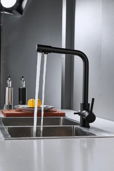 Смеситель для кухни с подключением фильтра Shevanik S328H, черный