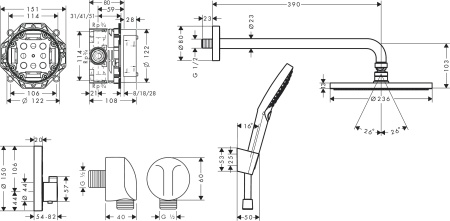Hansgrohe Raindance S Душевая система 240 1 jet PowderRain с функцией ShowerSelect S черный матовый 27959670