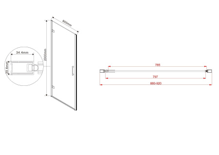 Душевая дверь Vincea Flex VDP-1F900CG, 900, хром, стекло тонированное