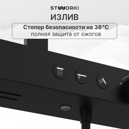 Душевая стойка STWORKI Олланд S01170BG матовый чёрный
