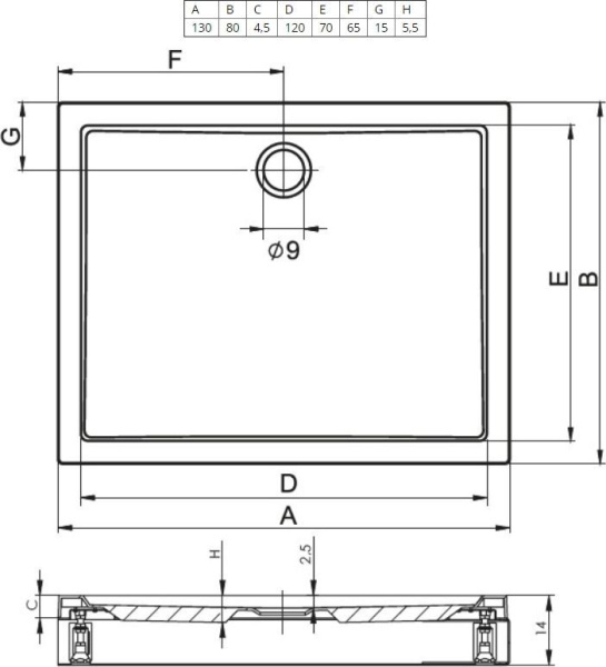 Душевой поддон Riho Davos 243 DA7700500000000 130x80