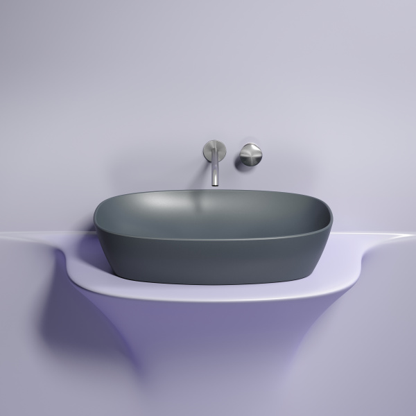 Умывальник Ceramicanova чаша накладная овальная (цвет Темно-Коричневый Матовый) 600x380x138мм