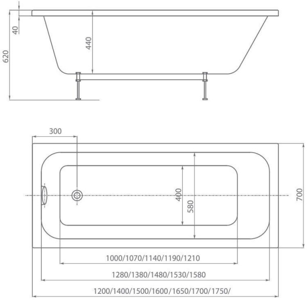 Акриловая ванна Aquatek Мия 175x70 MIY175-0000001