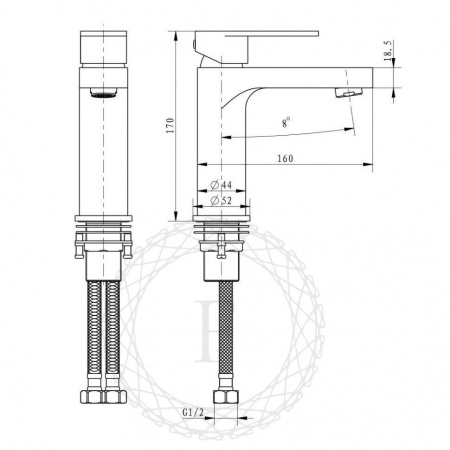 Cмеситель для раковины FILARETE Retta FL5030 (Матовое золото)