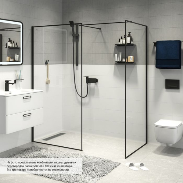 Душевая перегородка IDDIS Slide Walk In черный 110x195 см SLI8BS7i23