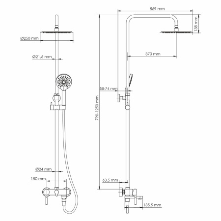 Душевой комплект Wasserkraft A14201 со смесителем