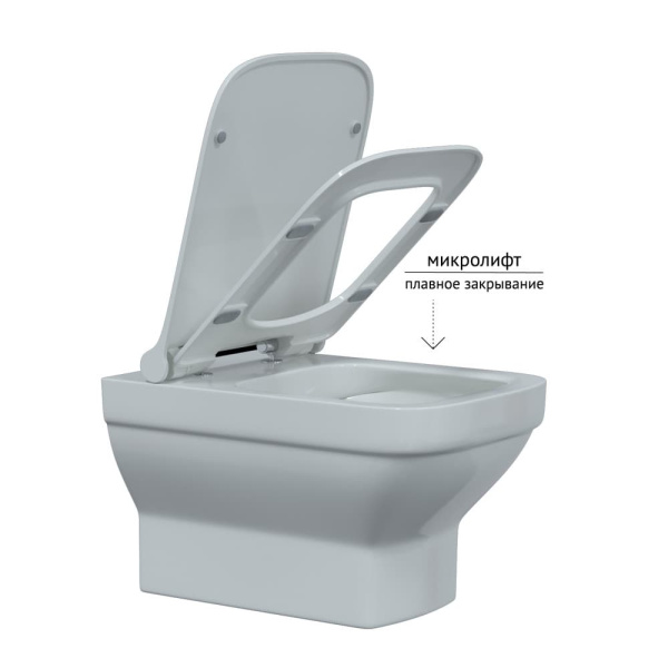 Унитаз BERGES подвесной LEVEL 50 см, сиденье дюропласт Level Slim SO, микролифт, быстросьем