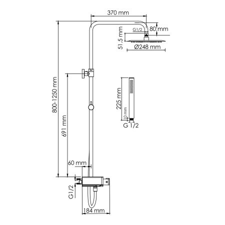 A114.258.217.CB Thermo Душевой комплект WasserKRAFT с термостатическим смесителем
