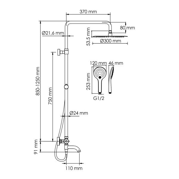 A288.160.078.BM Thermo Душевой комплект WasserKRAFT с термостатическим смесителем