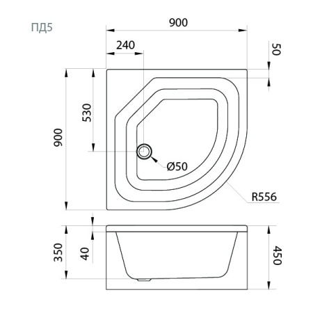 Поддон душевой Triton 90х90 глубокий (ПД5)