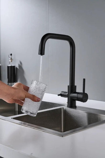 Смеситель для кухни с подключением фильтра Shevanik S228H, черный